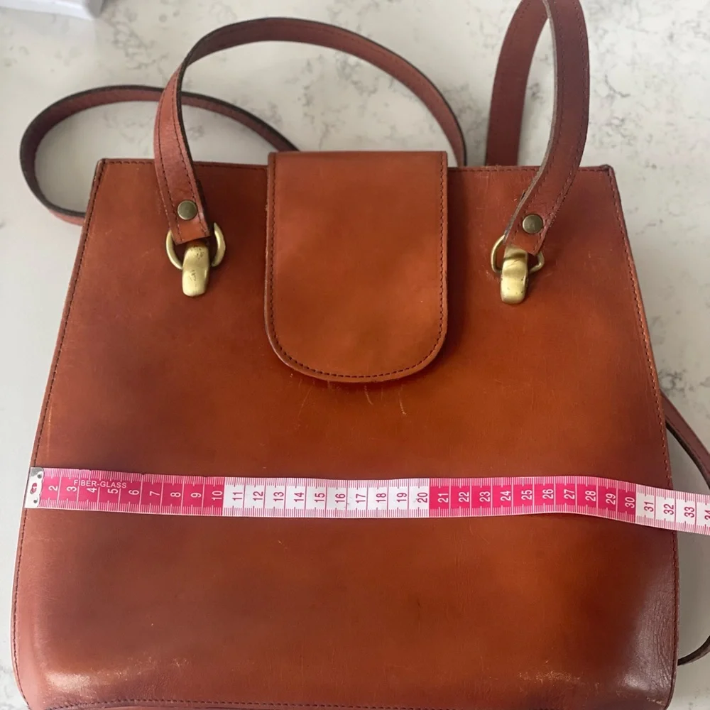 Vintage Brown Leather Bag 1980’s satchel style - Picture 10 of 11